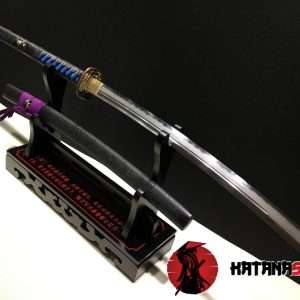 Custom Nagamaki T10 Folded Clay Tempered Steel With Hadori Polish And Sparkle Black Hardwood Saya