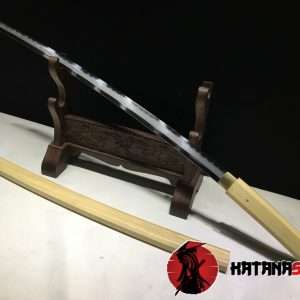 Shirasaya Katana T10 Folded Clay Tempered Steel With Hadori Polish And Haxagonal White Maple Wood Saya