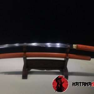 Shirasaya Katana T10 Clay Tempered Steel With Redwood Saya And Brown Buffalo Horn Tips