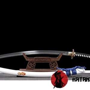 Tachi Sword T10 Folded Steel With Gloss White Dragon Saya